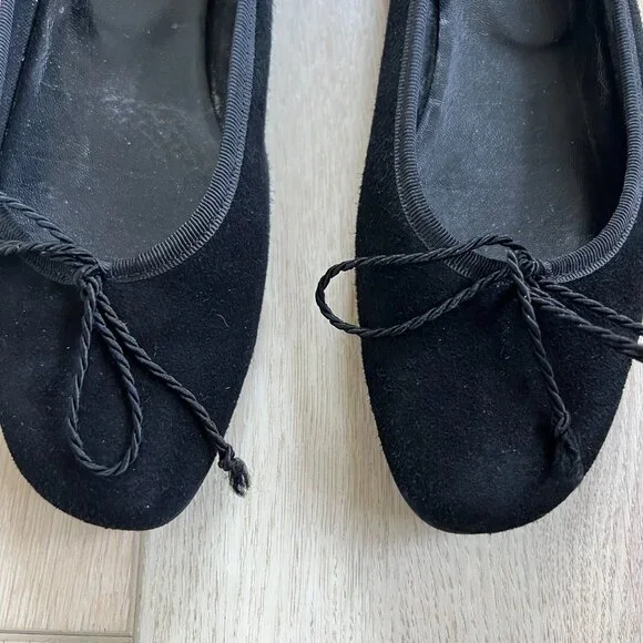 London Sole Suede Black Ballet Flats 36 - Picture 3 of 6